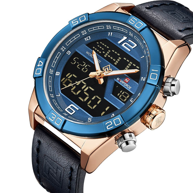 NAVIFORCE NF9128GBR Herren Multifunktion Chronograph 3BAR Hardlex