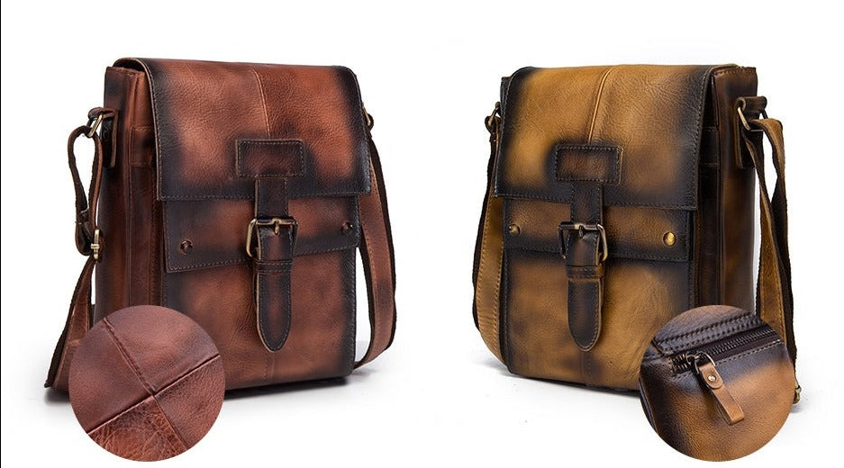 le'aokuu Herren Umhänge-Schultertasche Echtleder