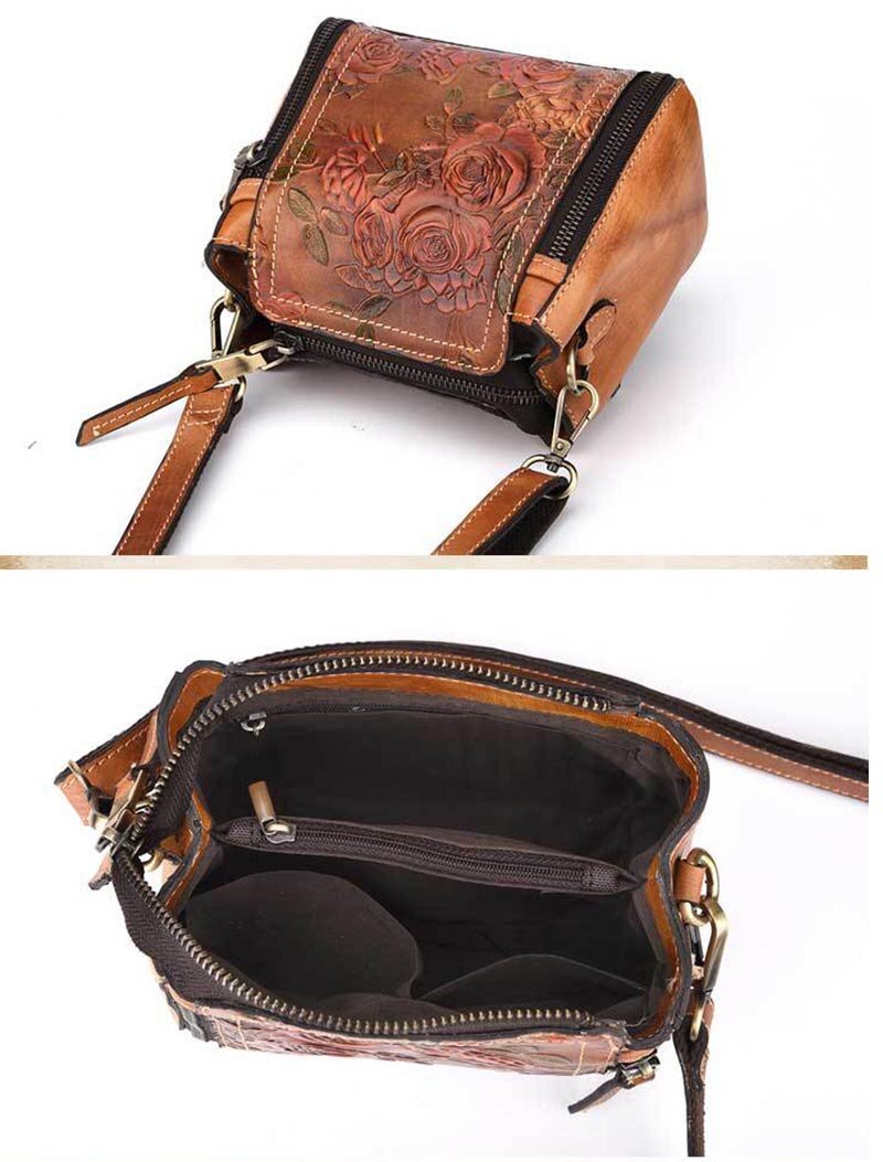 le'aokuu Damen Schultertasche Rindsleder