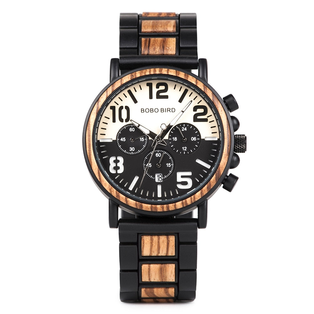 BOBO BIRD Holzchronograph 3ATM Hardlex
