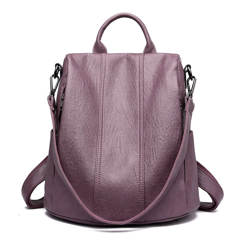 Damen Leder Rucksack Schultertasche
