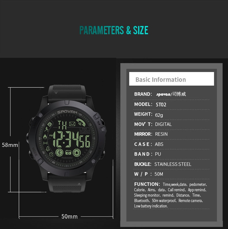 SPOVAN Smartwatch Android + IOS 5BAR Hardlex