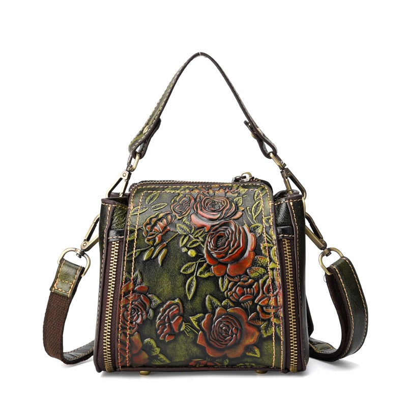 le'aokuu Damen Schultertasche Rindsleder