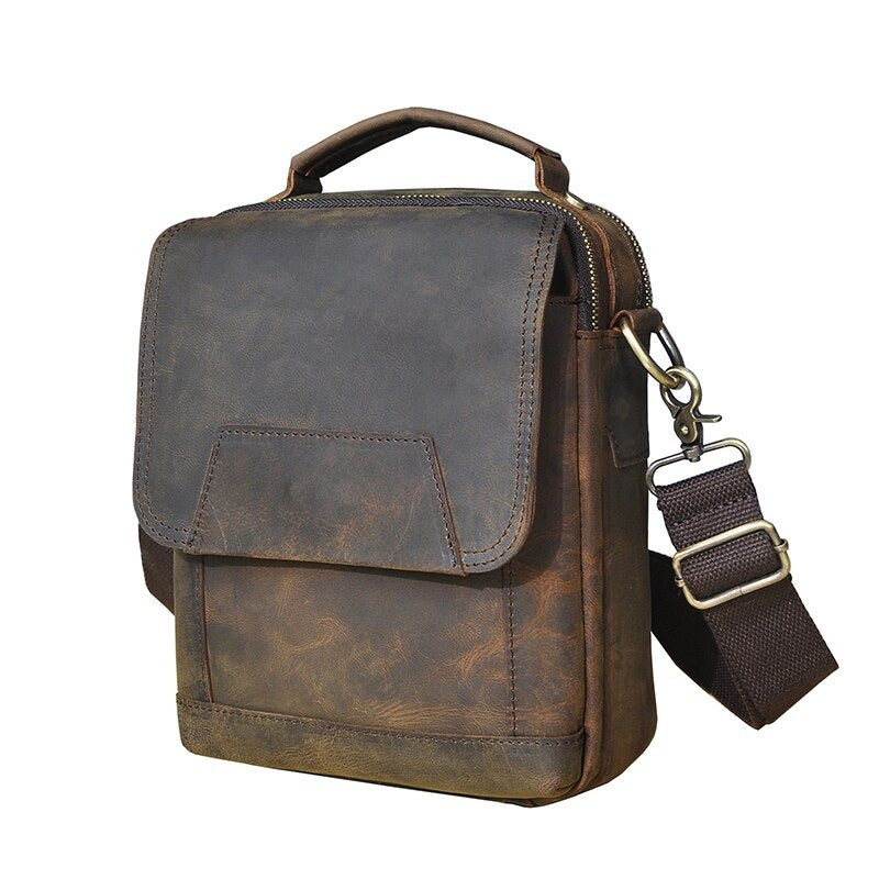 le'aokuu Herren Umhänge-Schultertasche Echtleder
