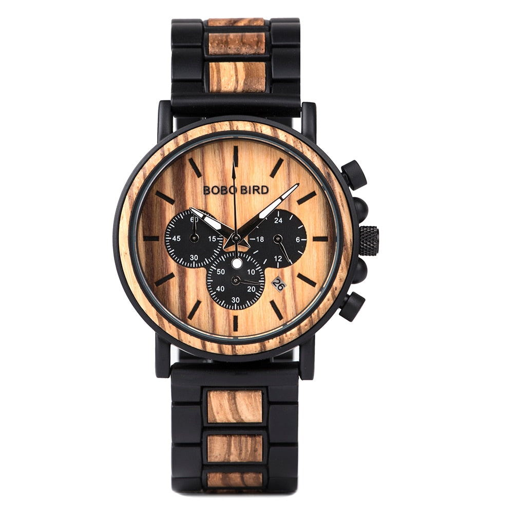 BOBO BIRD Herren Holzchronograph 3ATM