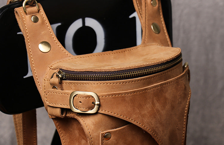 Motorrad Umhänge-Gürteltasche aus echtem Leder