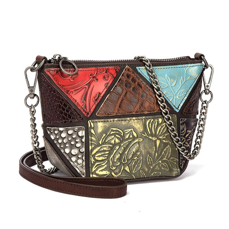 le'aokuu Damen Schultertasche Rindsleder