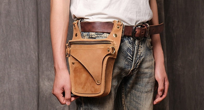 Motorrad Umhänge-Gürteltasche aus echtem Leder