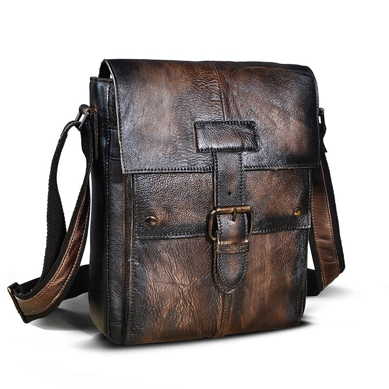 le'aokuu Herren Umhänge-Schultertasche Echtleder