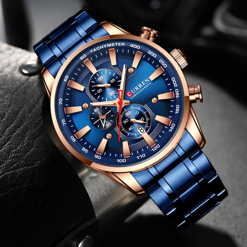CURREN 8351 Designer Herren Chronograph 3ATM Hardlex
