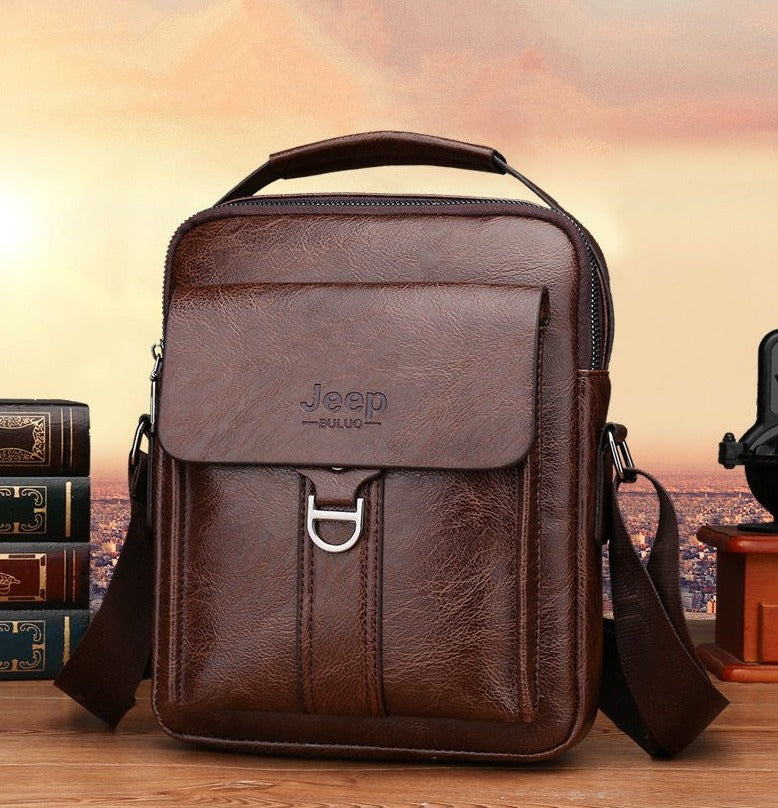JEEP BULUO Herren Handtasche Umhängetasche aus hochwertigem Spaltleder