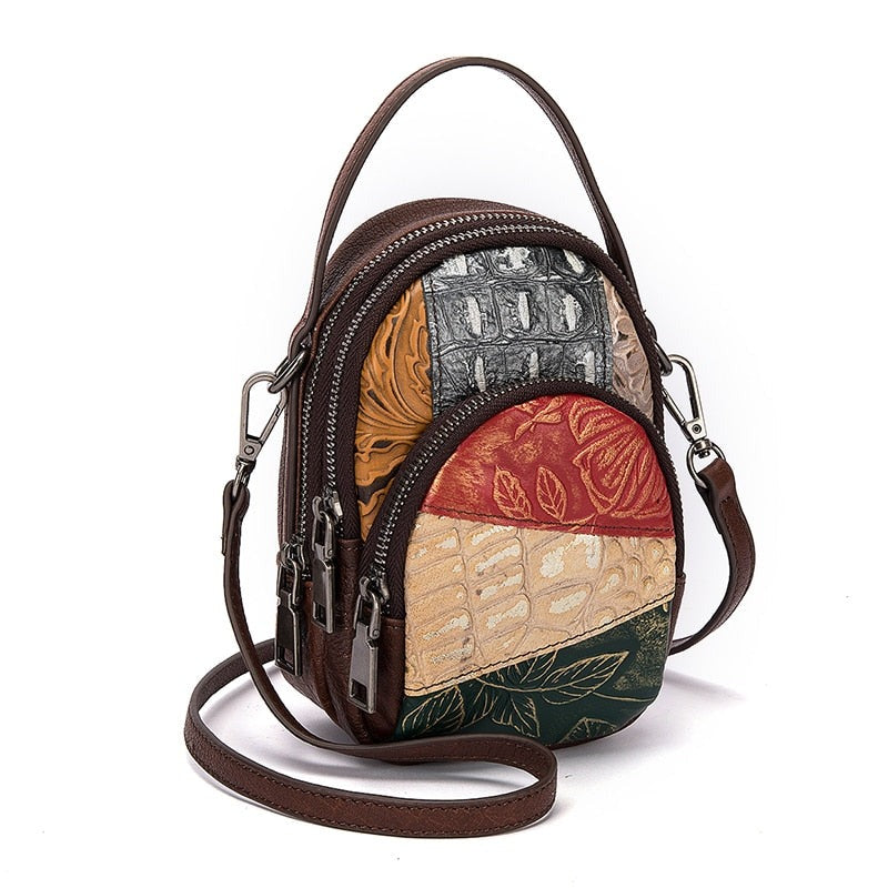 le'aokuu Damen Umhänge-Schultertasche Rindsleder