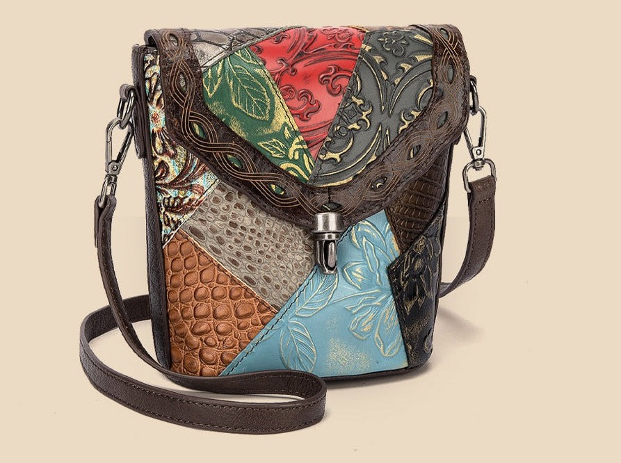 le'aokuu Damen Schultertasche Rindsleder