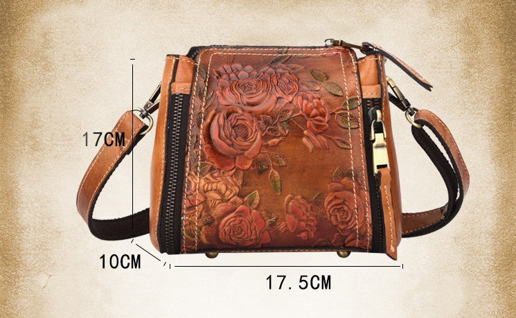 le'aokuu Damen Schultertasche Rindsleder