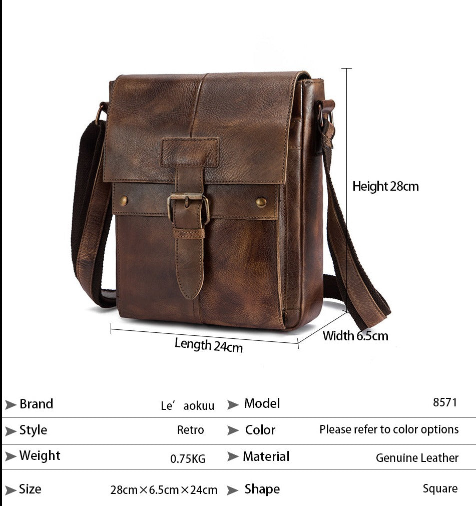 le'aokuu Herren Umhänge-Schultertasche Echtleder