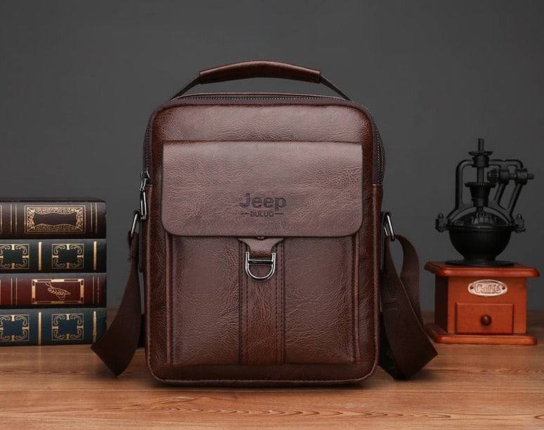JEEP BULUO Herren Handtasche Umhängetasche aus hochwertigem Spaltleder