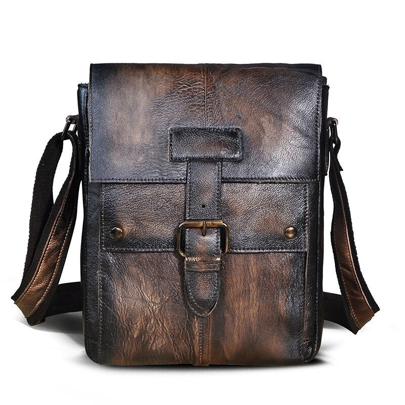 le'aokuu Herren Umhänge-Schultertasche Echtleder