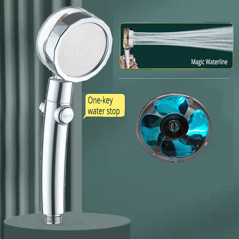 Duschkopf Handbrause, Starke Drucksprühdüse, 360 Grad drehbar mit kleinem Ventilator Waschbarer Handbrausekopf