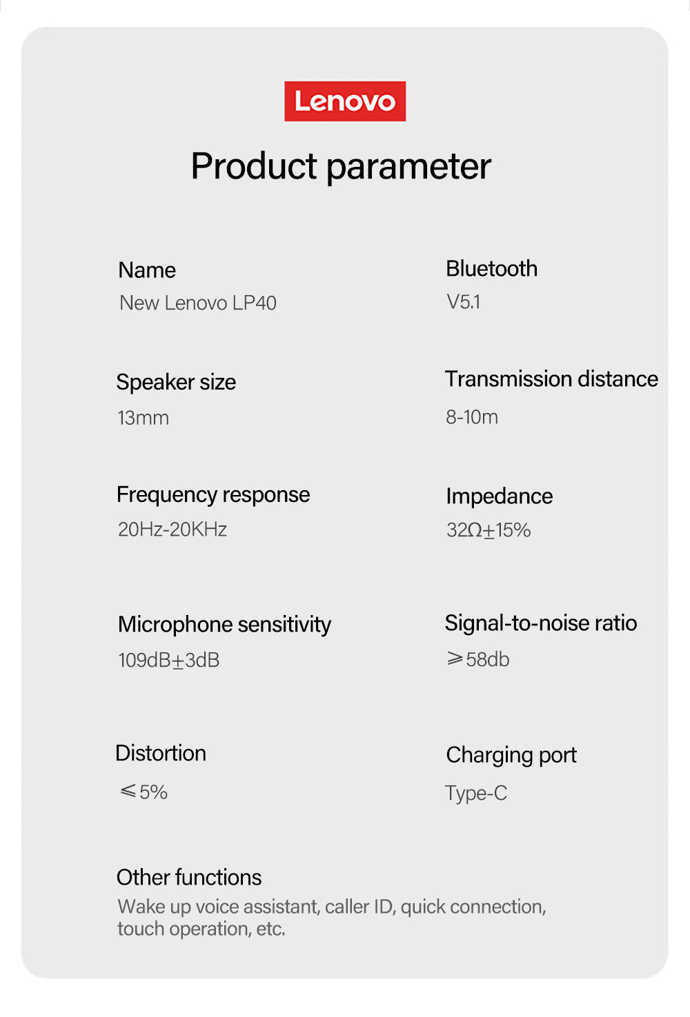 Lenovo LP40 Pro Drahtlose Kopfhörer Bluetooth 5.1