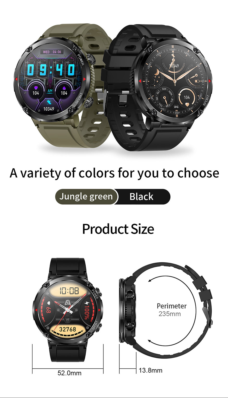 LIGE Sport Smartwatch IP68 Touchscreen Bluetooth 5,0