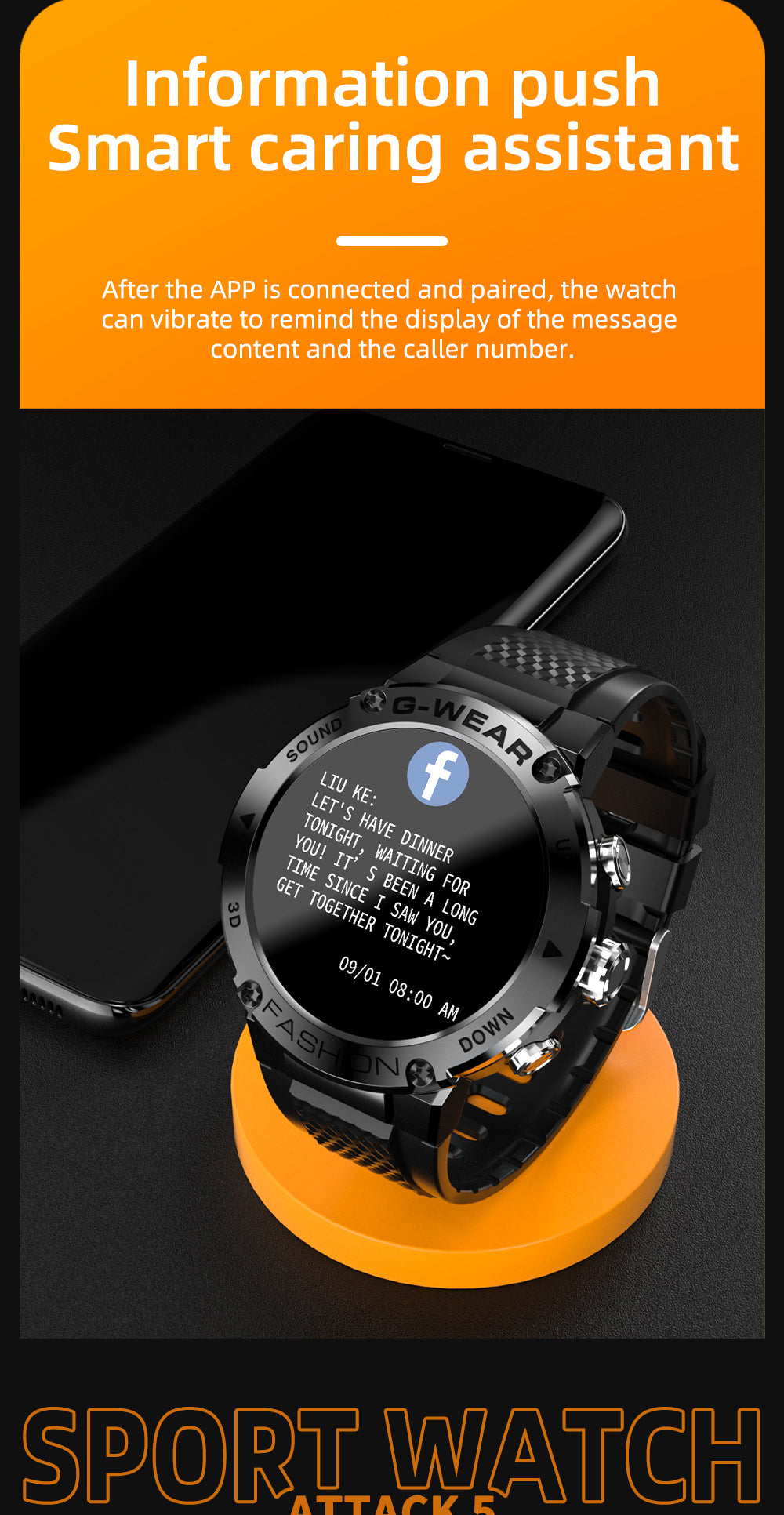 LOKMAT ATTACK 5 Sport Smart Watch Touchscreen Bluetooth