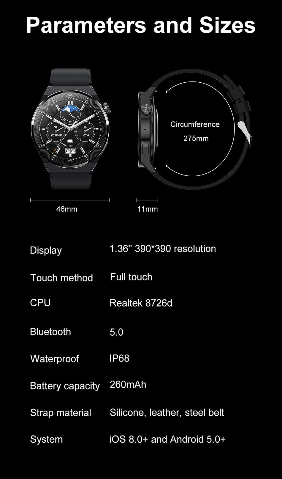 LIGE Sport Smartwatch Amoled IP68 Android + IOS
