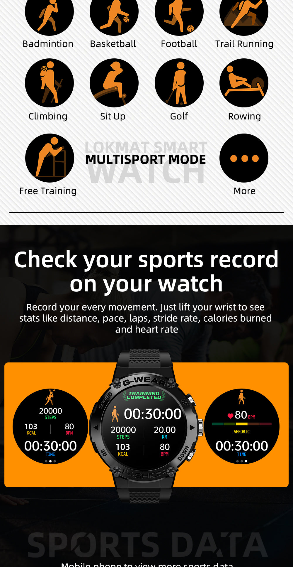 LOKMAT ATTACK 5 Sport Smart Watch Touchscreen Bluetooth
