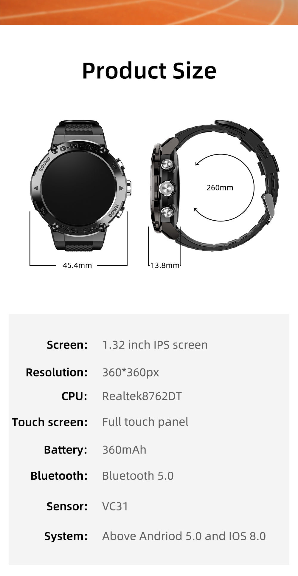 LOKMAT ATTACK 5 Sport Smart Watch Touchscreen Bluetooth