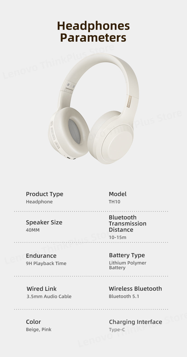 Lenovo Original TH10 Plus Stereo Bluetooth 5.0 Musik-Headset mit Mikrofon