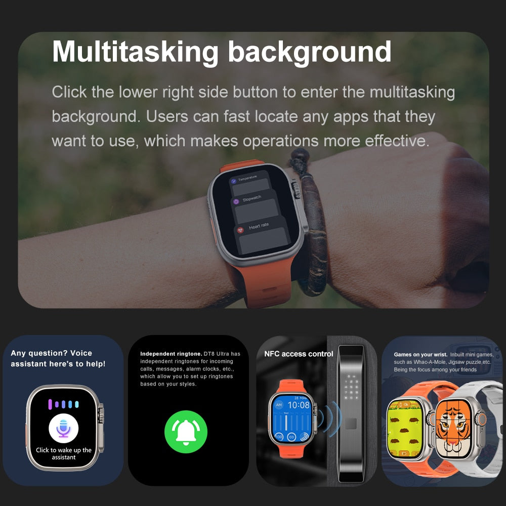 Smartwatch DT8 Ultra+ 49 mm Bluetooth NFC GPS Track