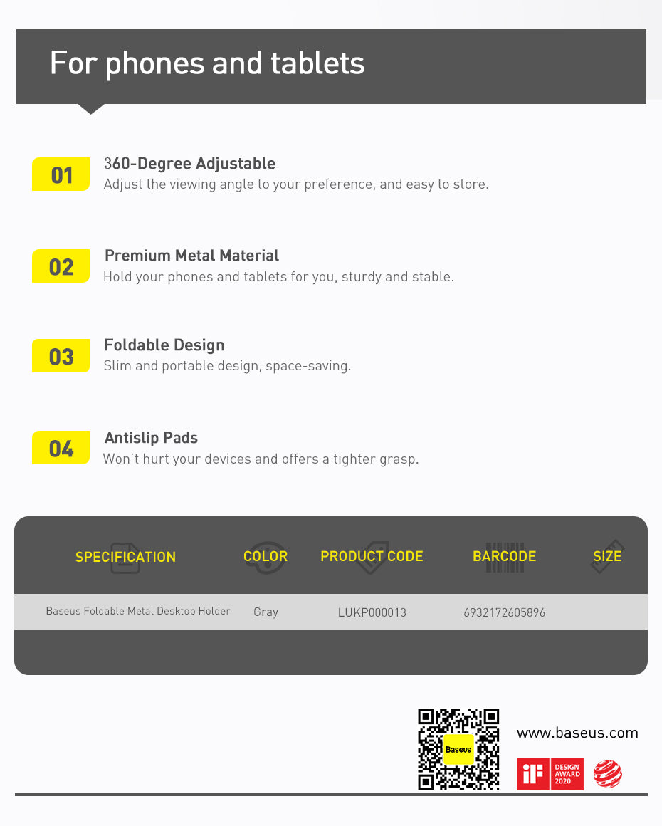 Baseus Faltbarer Metall Tablet & Handy Halter iPhone 14 iPad Pro