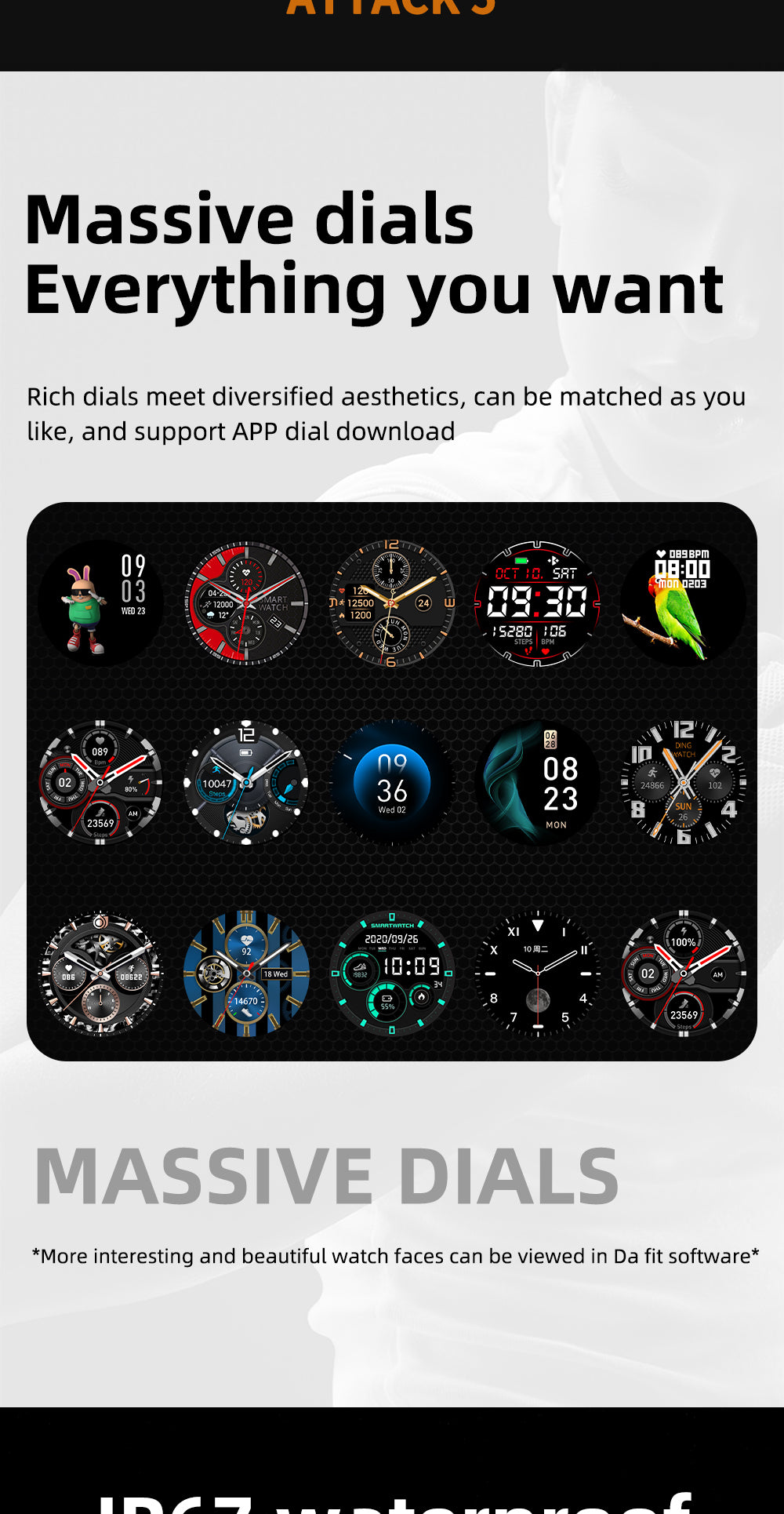 LOKMAT ATTACK 5 Sport Smart Watch Touchscreen Bluetooth