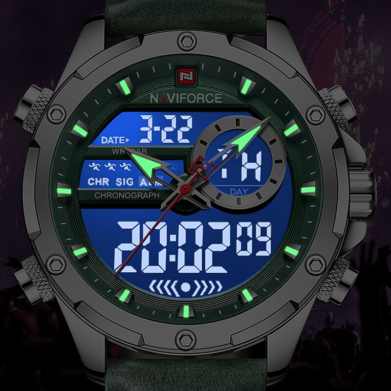NAVIFORCE NF9208 Herren Militär-Sport-Digitaluhr 3BAR