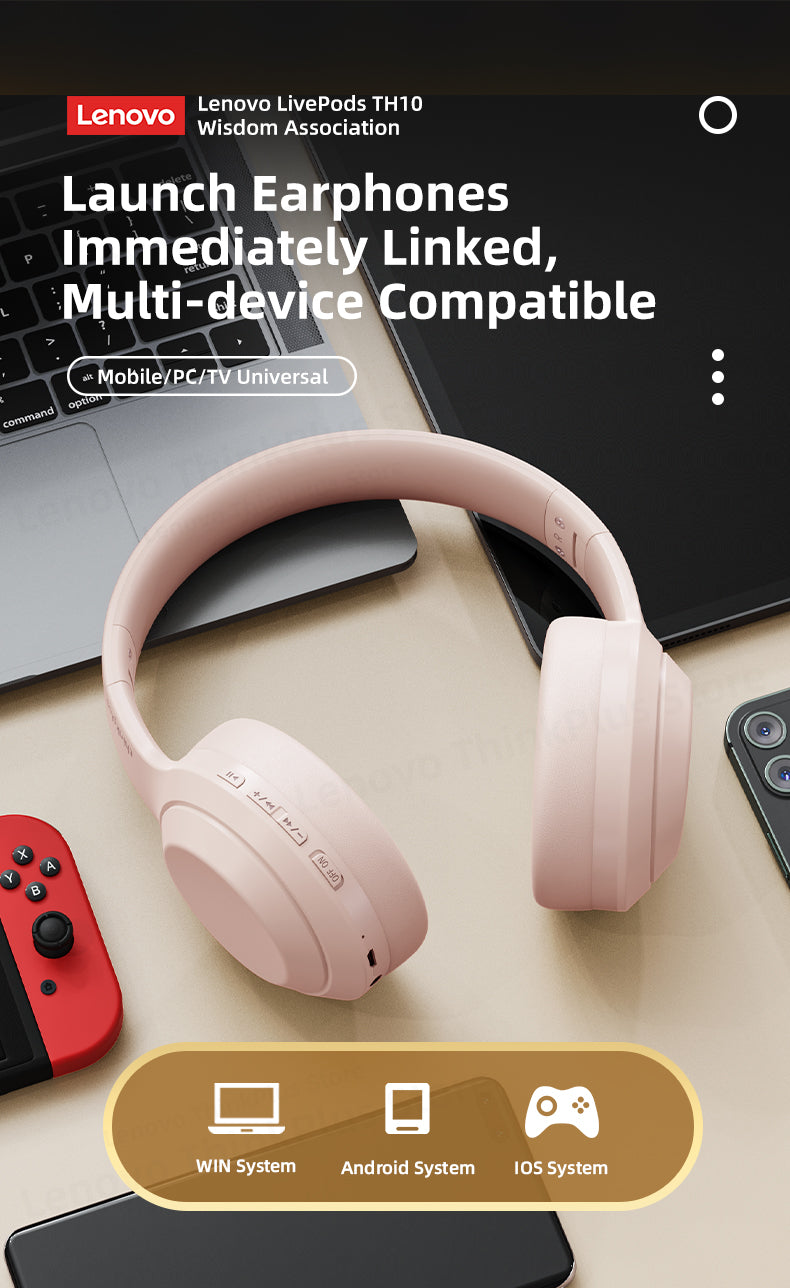 Lenovo Original TH10 Plus Stereo Bluetooth 5.0 Musik-Headset mit Mikrofon