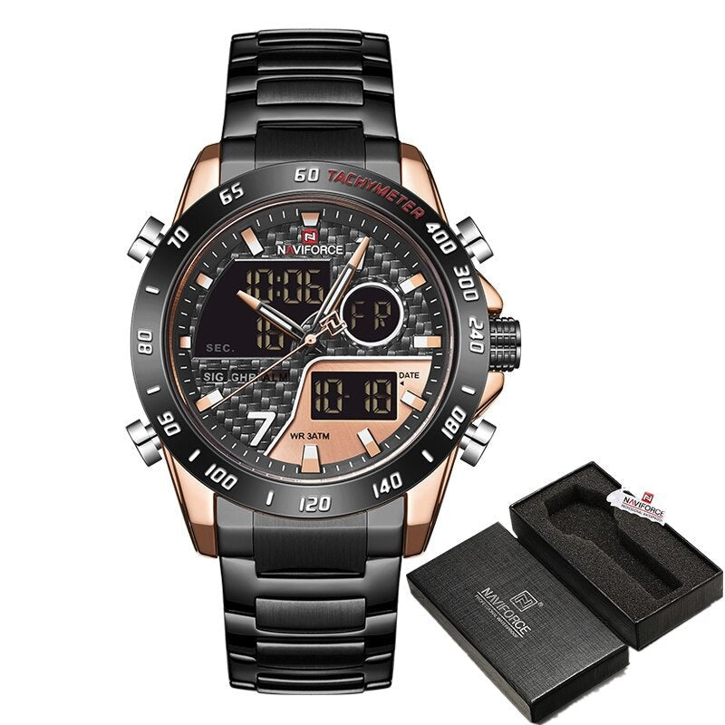 NAVIFORCE NF9171 Herren Militär Chronograph 3BAR Hardlex