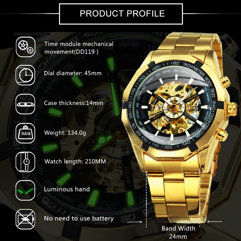WINNER 188 Herren Automatik Skelettuhr Hardlex 3ATM
