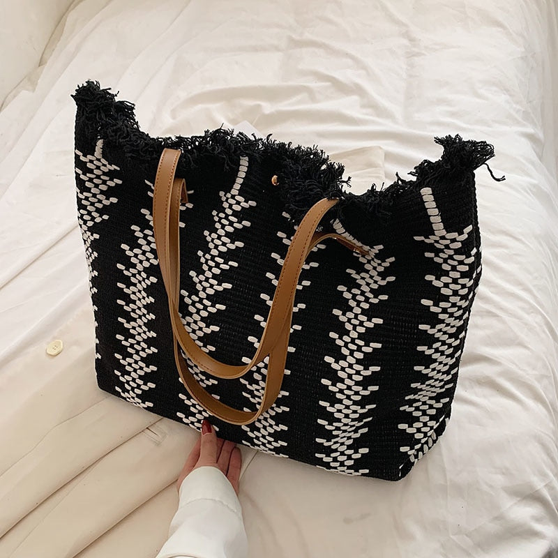 Damen Schultertasche aus Leinen