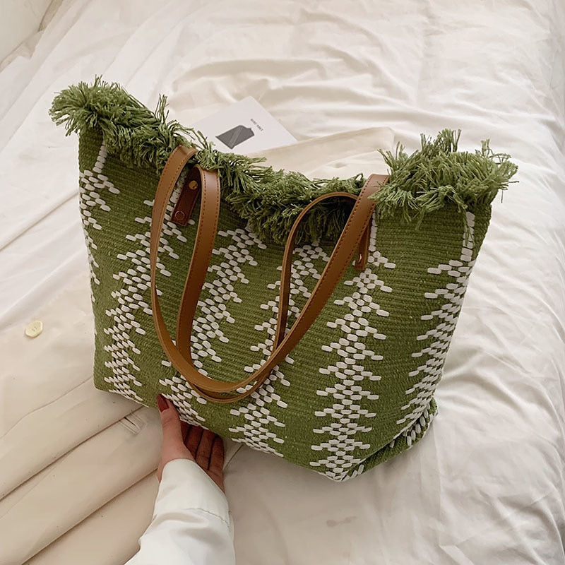 Damen Schultertasche aus Leinen