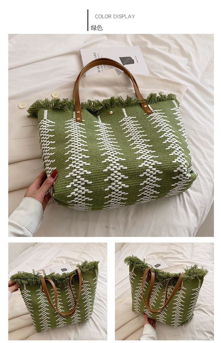 Damen Schultertasche aus Leinen