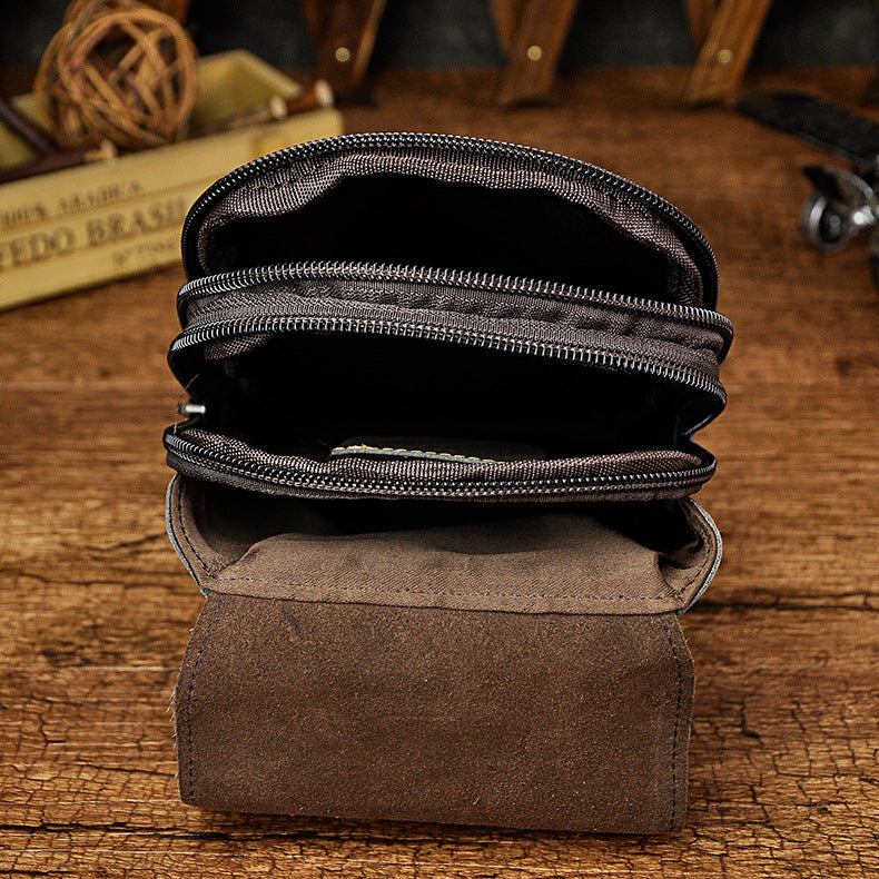 le'aokuu Herren Hüft-Gürteltasche Rindsleder