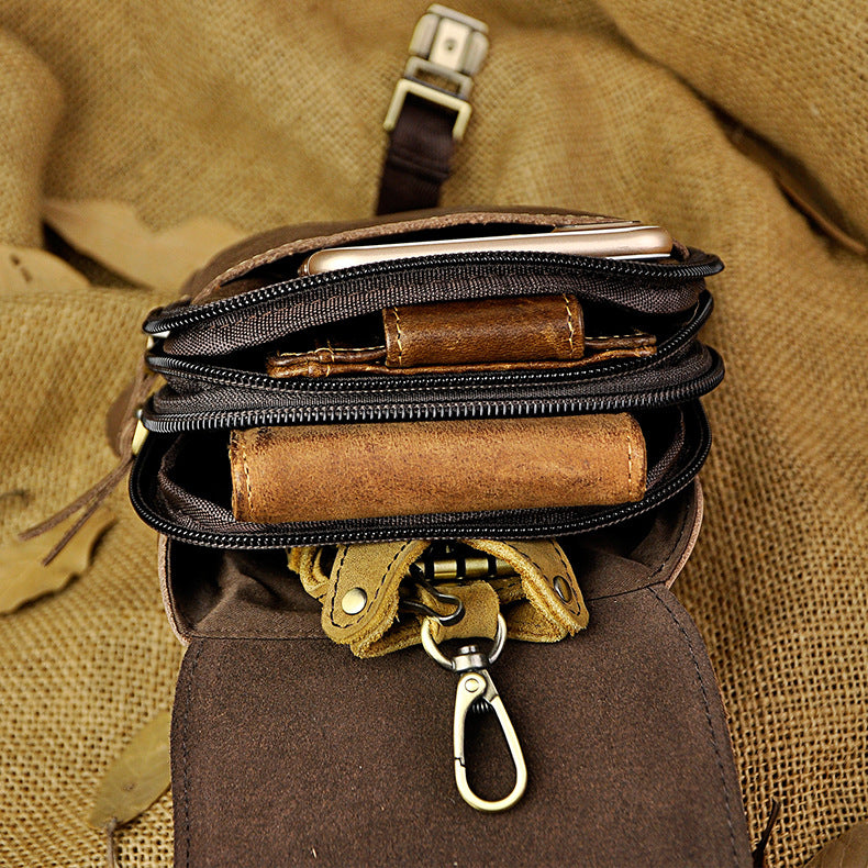 le'aokuu Herren Hüft-Gürteltasche Rindsleder