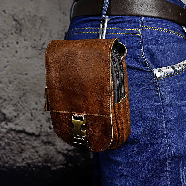 le'aokuu Herren Hüft-Gürteltasche Rindsleder