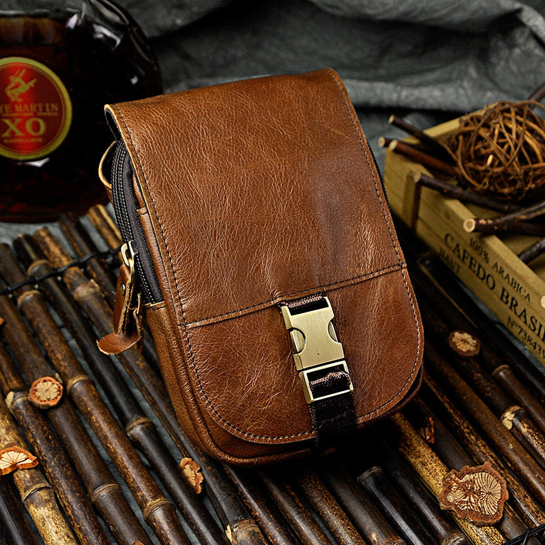 le'aokuu Herren Hüft-Gürteltasche Rindsleder