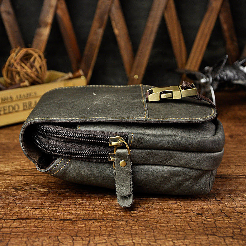 le'aokuu Herren Hüft-Gürteltasche Rindsleder