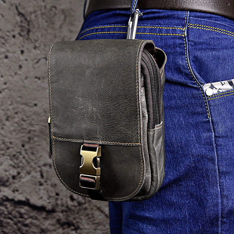 le'aokuu Herren Hüft-Gürteltasche Rindsleder