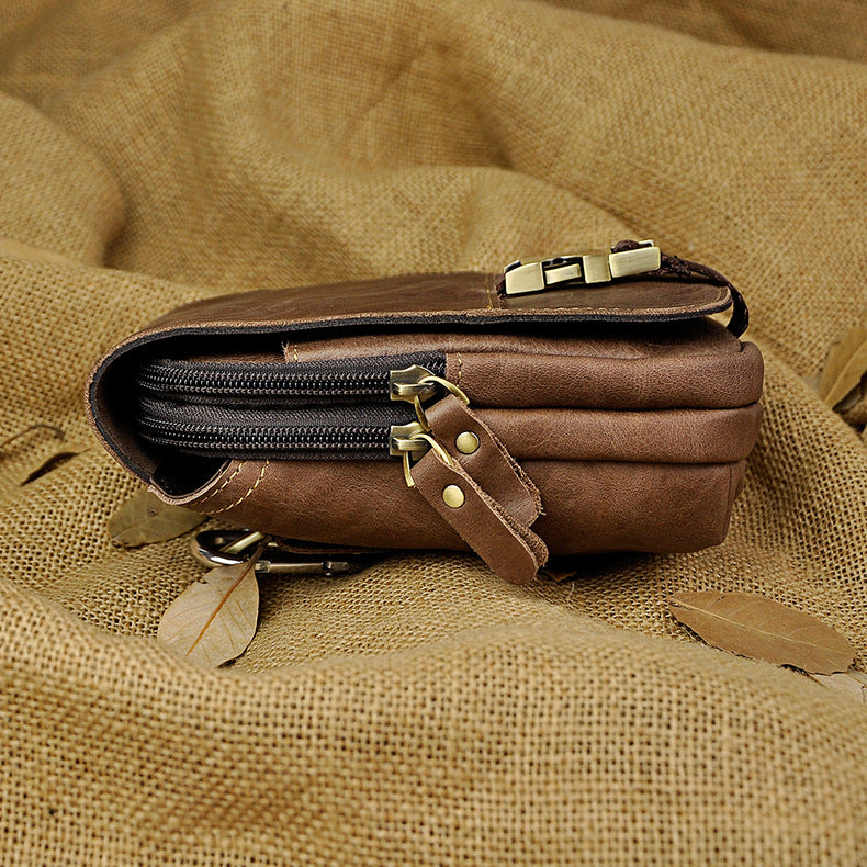 le'aokuu Herren Hüft-Gürteltasche Rindsleder