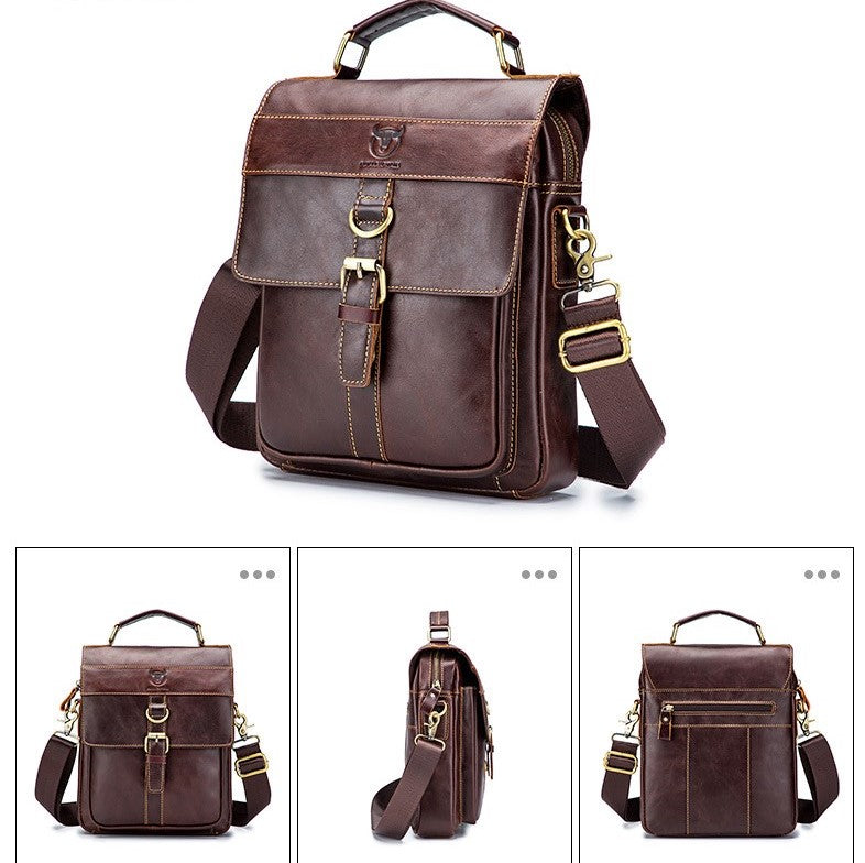 BULLCAPTAIN Business Herren Schultertasche aus echtem Rindsleder