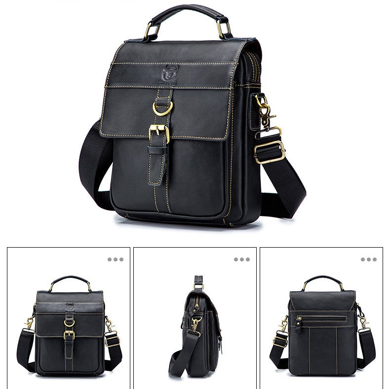 BULLCAPTAIN Business Herren Schultertasche aus echtem Rindsleder
