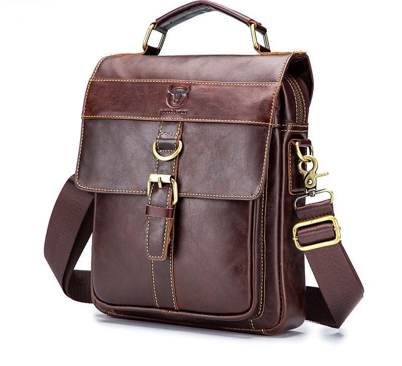 BULLCAPTAIN Business Herren Schultertasche aus echtem Rindsleder