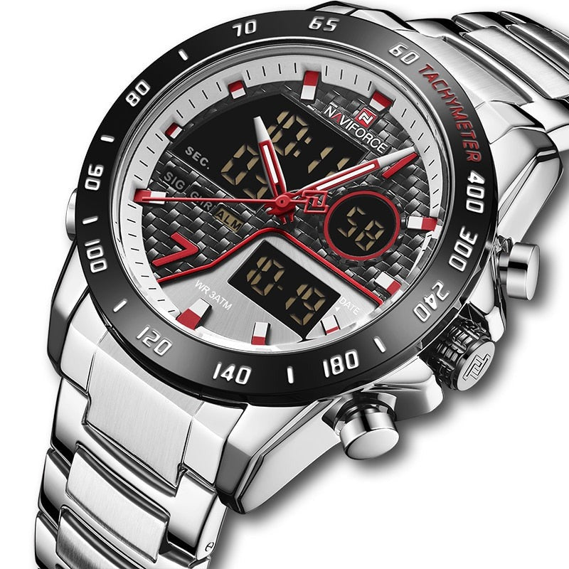 NAVIFORCE NF9171 Herren Militär Chronograph 3BAR Hardlex